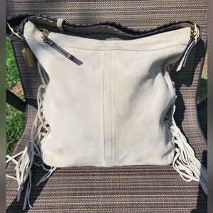 Coach Vintage Suede Fringe Hobo Bag, Whipstitch Handle, Rare, 2002, VGUC
